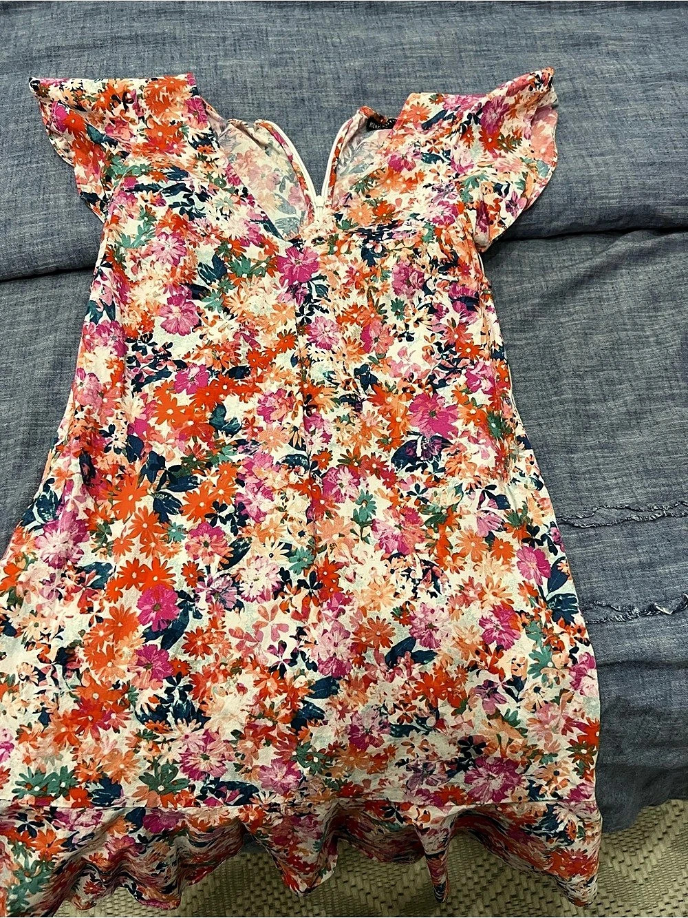 J.Crew Mercantile Floral Ruffle Flutter Dress Mini Dress Size 4